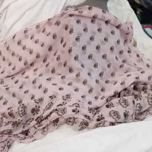 Floral Pink and Brown Scarf